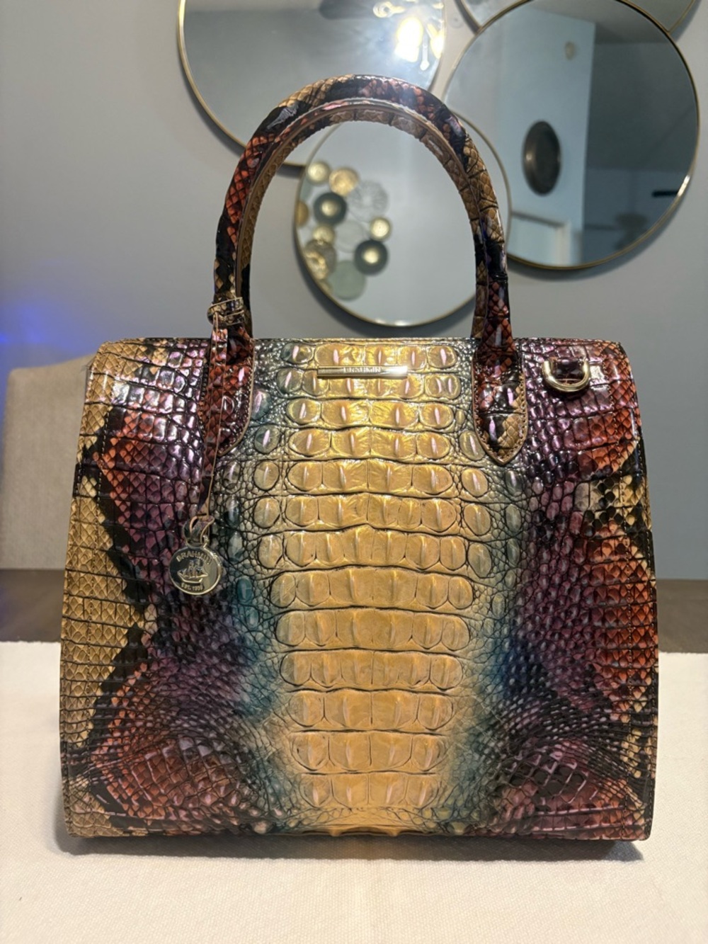 NWT Brahmin Caroline Reptilian Ombre Melbourne Genuine Leather